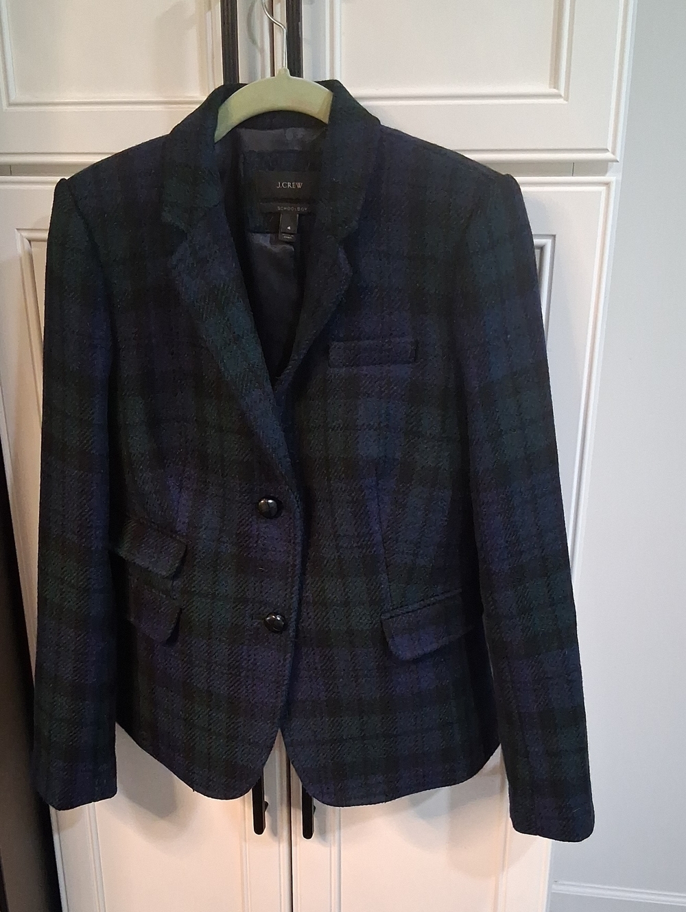 J. Crew 100% Wool Tartan Plaid School Boy Blazer Size 4 - Picture 2 of 9